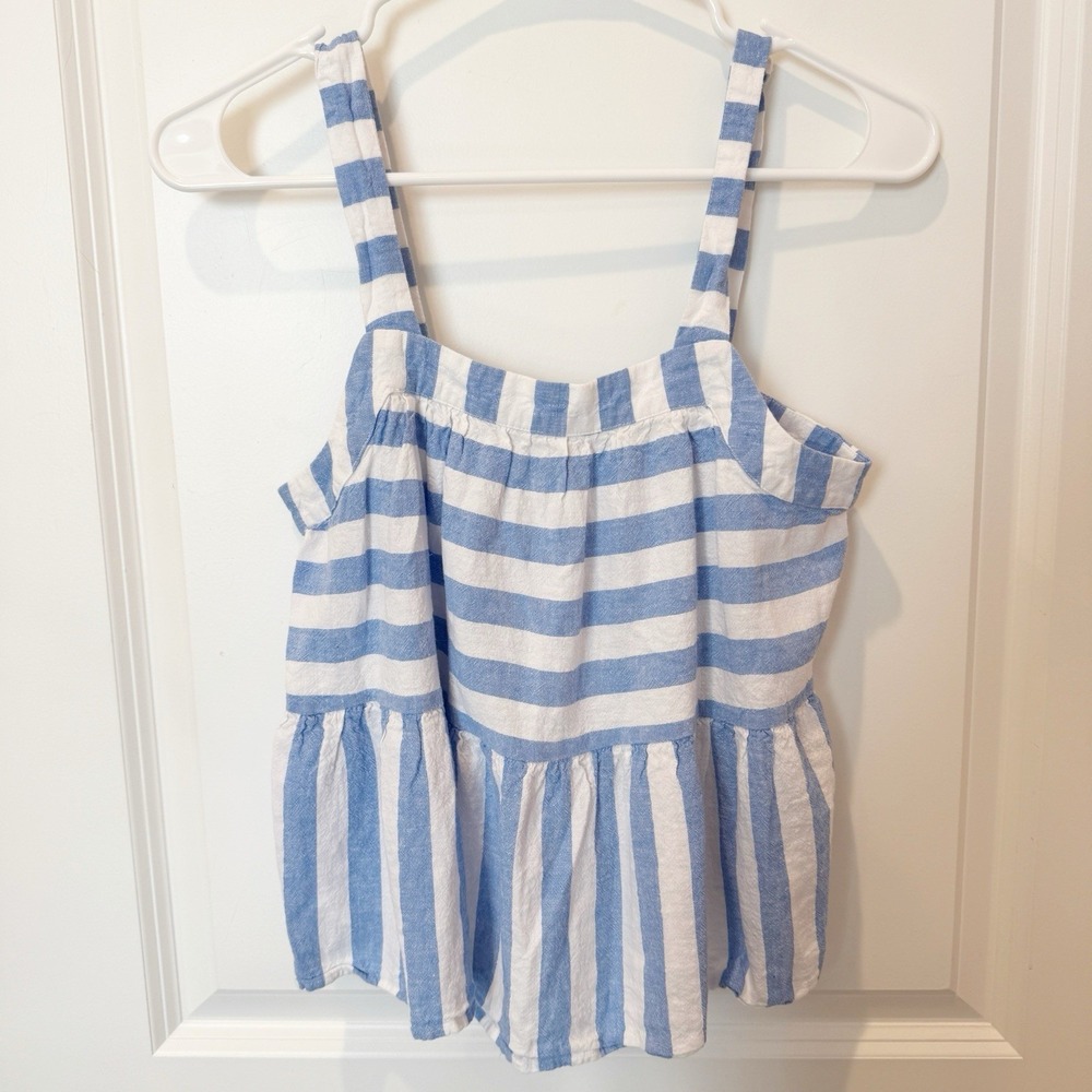Loft Linen Blend Striped Cropped Tank Top Size XXS Coastal Beachy Lightweight - Picture 1 of 7